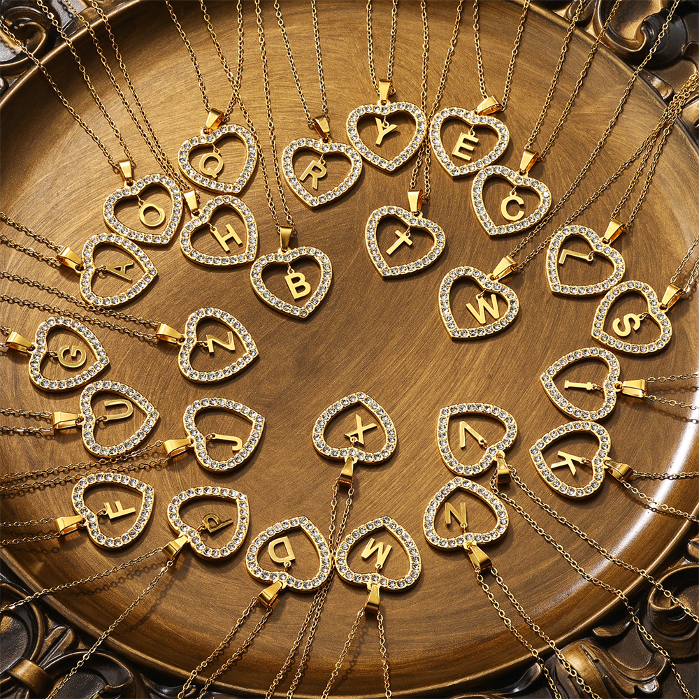 Event Z - Personalized Shiny Zircon Heart Letter Necklace