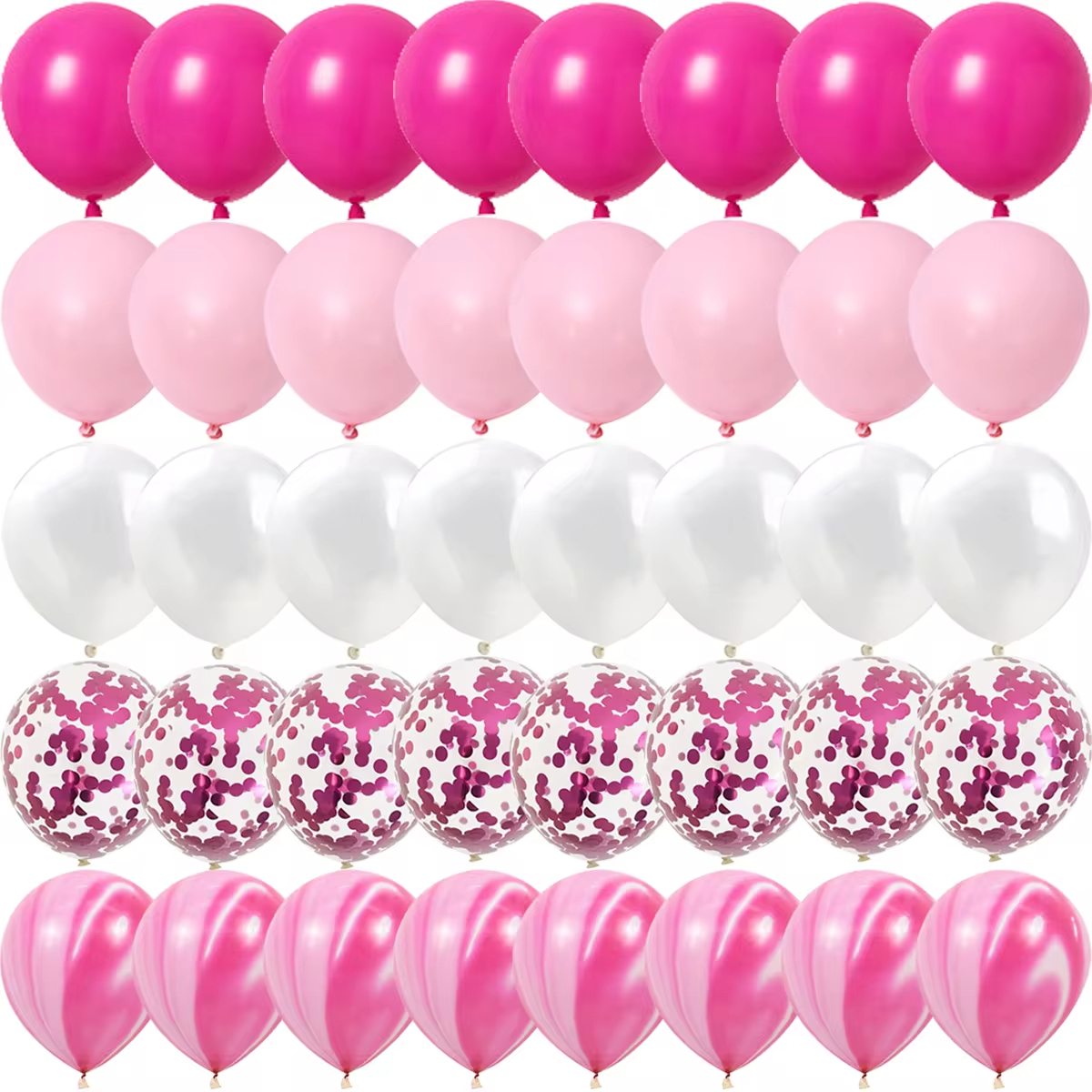 Balloon Pump Hand - Rose Pink Metal Latex Confetti Confetti