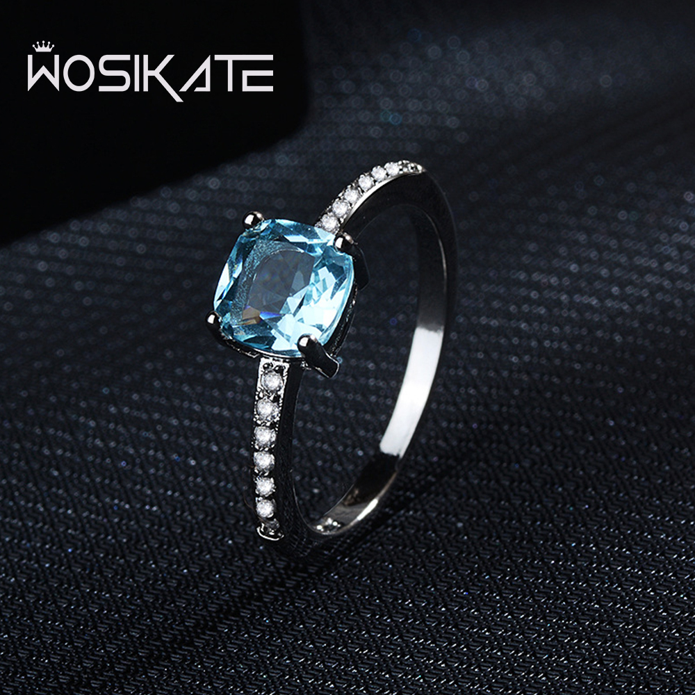 Event Z - WOSIKATE Luxury Blue Square Topaz Engagement