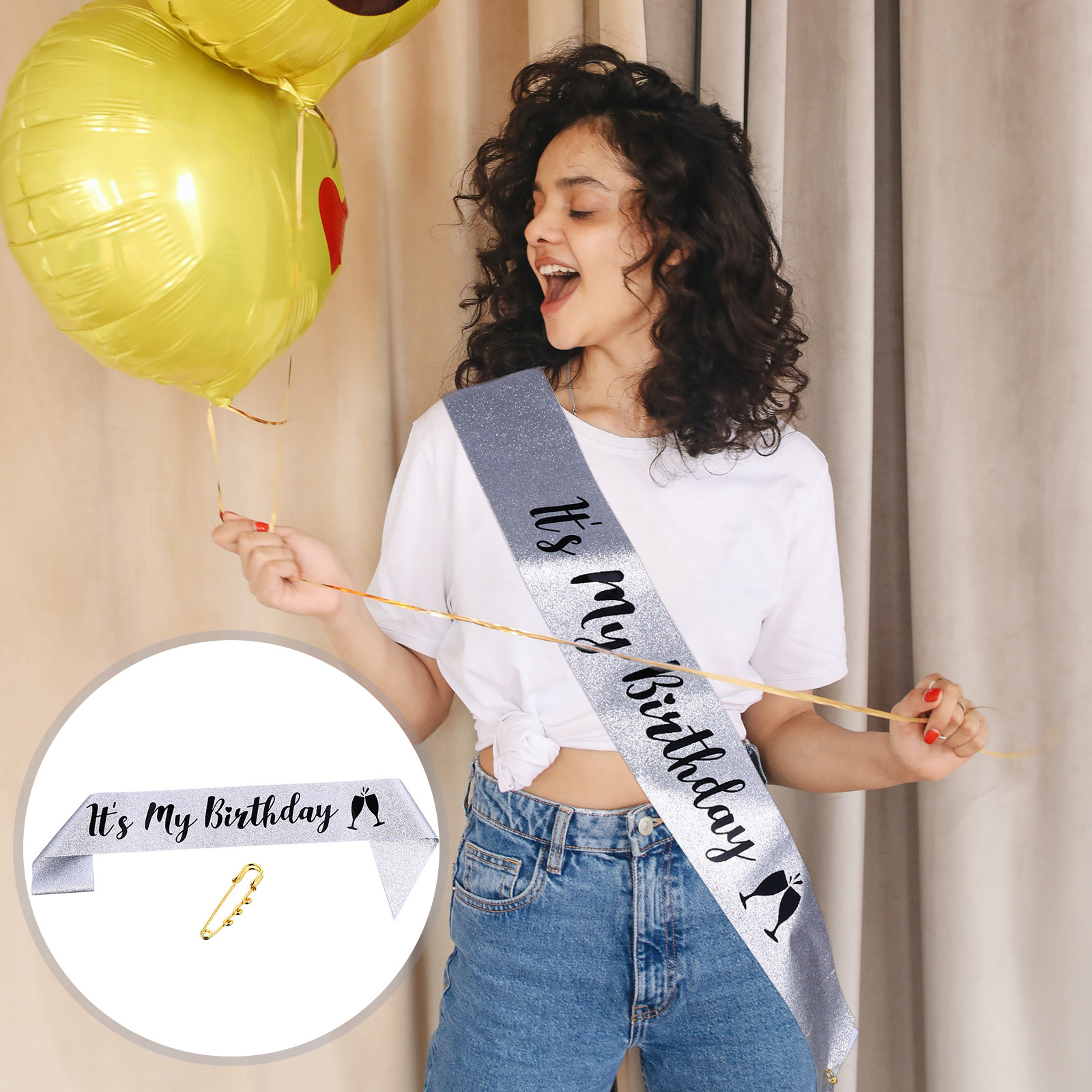 Birthday Sash Glitter - 1Pcs Birthday Party Sash Glitter Cloth