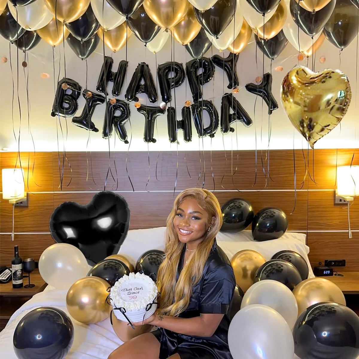 42pcs black and gold birthday  – Balloon Pump Hand Bewertung und Preis