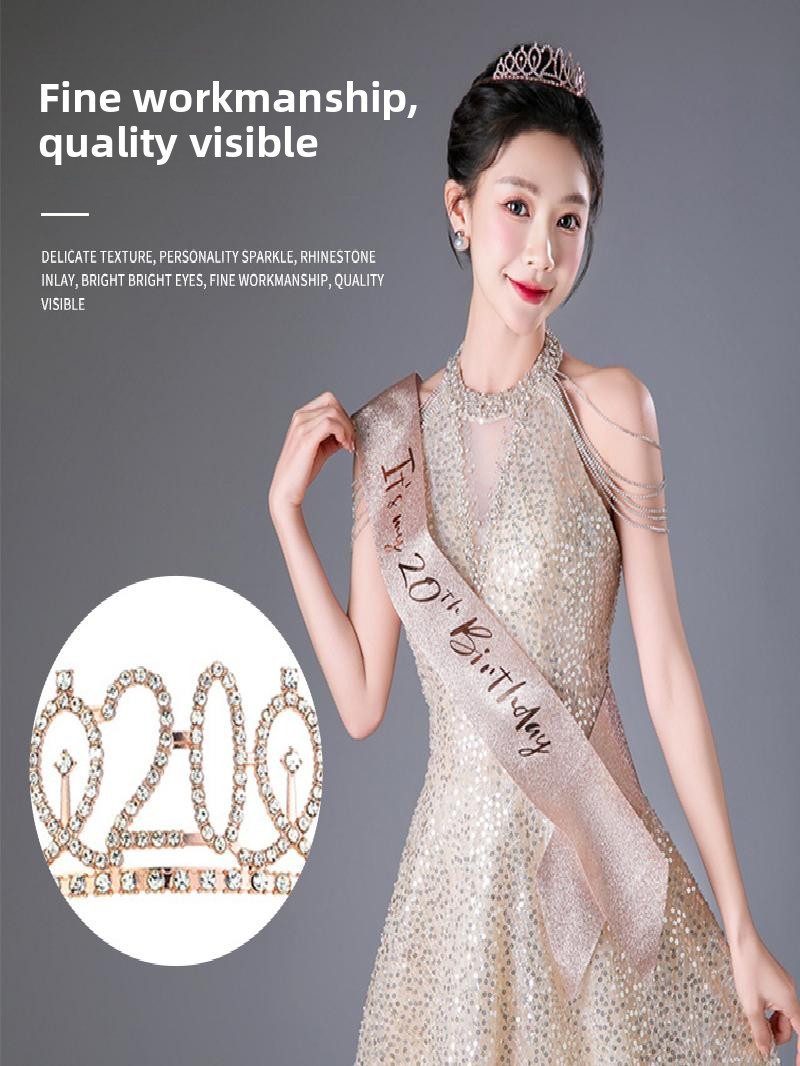 Champagne Gold Sparkle Crown S – Birthday Sash Glitter Bewertung und Preis
