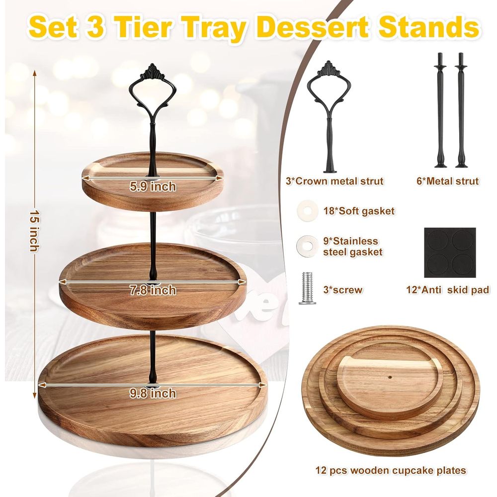 3 Set 3 Tier Wood Cupcake Stan – Cupcake Stand Tier Bewertung und Preis