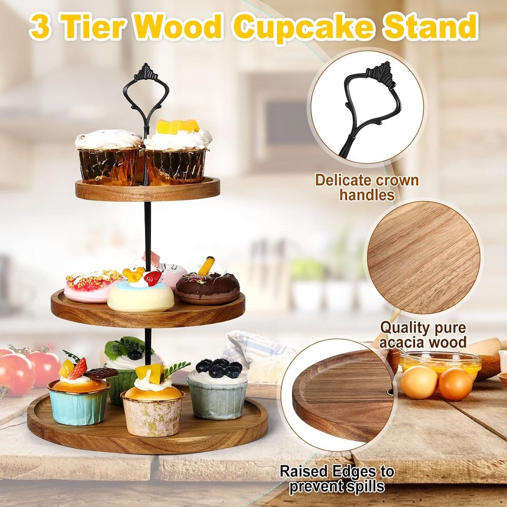 3 Set 3 Tier Wood Cupcake Stan – Cupcake Stand Tier Bewertung und Preis
