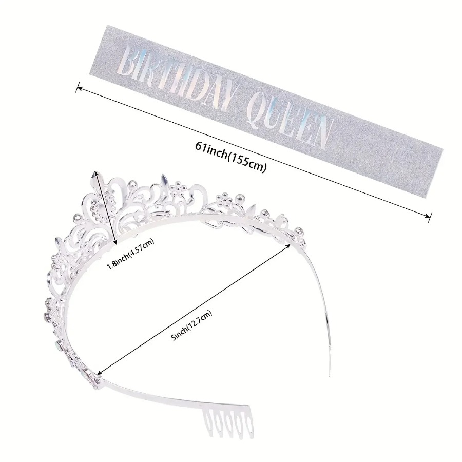 2pcs/Set Bling Rhinestone Crys – Birthday Sash Glitter Bewertung und Preis