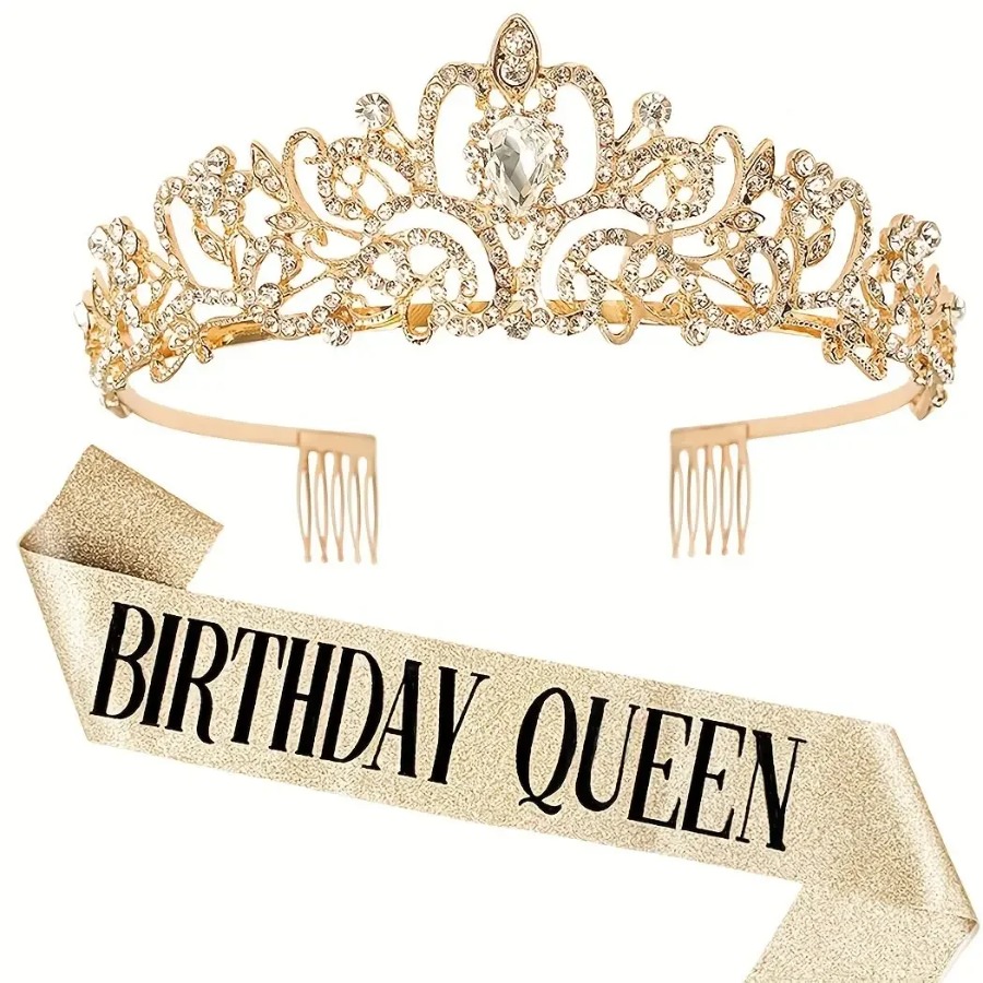 2pcs/Set Bling Rhinestone Crys – Birthday Sash Glitter Bewertung und Preis