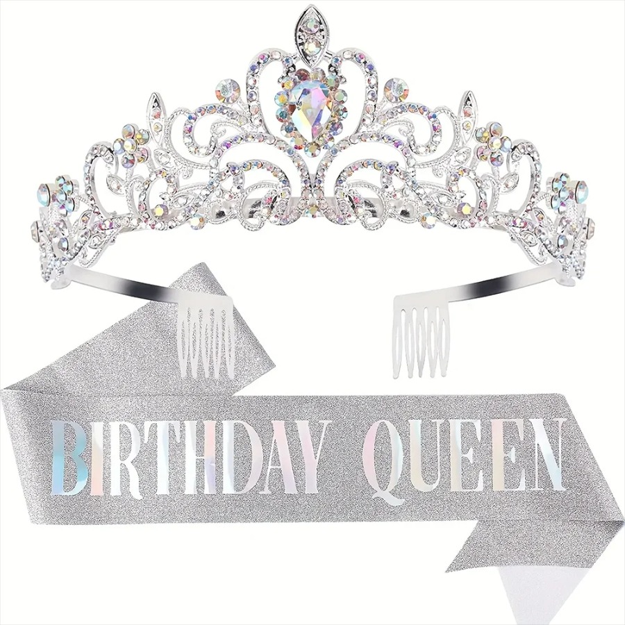 2pcs/Set Bling Rhinestone Crys – Birthday Sash Glitter Bewertung und Preis