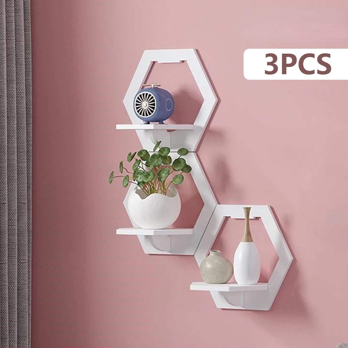 3Pcs Hexagon Wall Shelf Punch  – Flower Wall Panel Bewertung und Preis