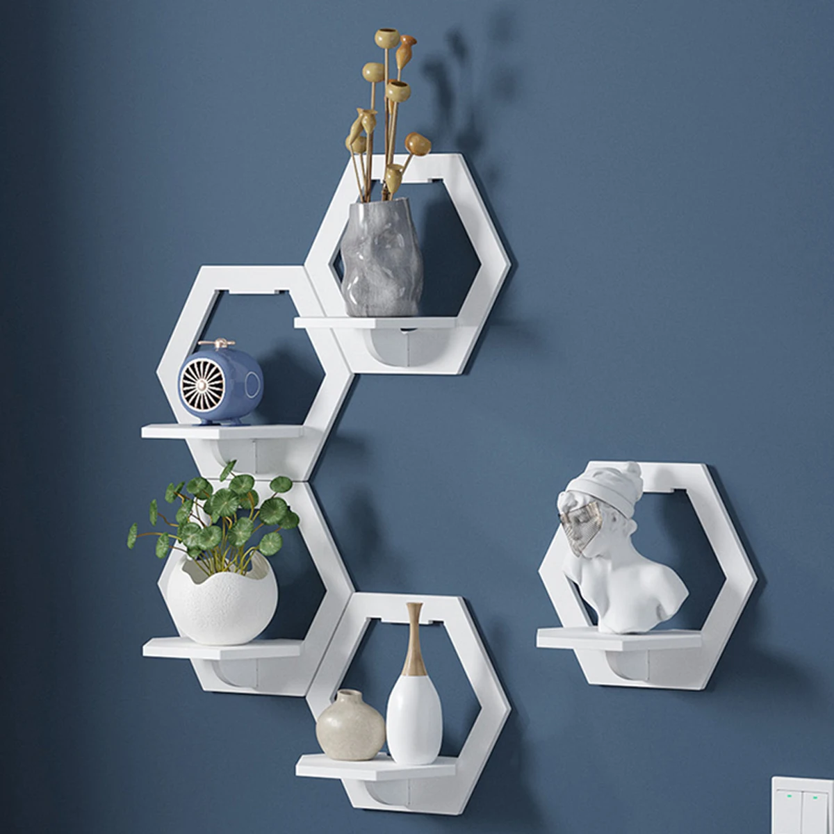 3Pcs Hexagon Wall Shelf Punch  – Flower Wall Panel Bewertung und Preis