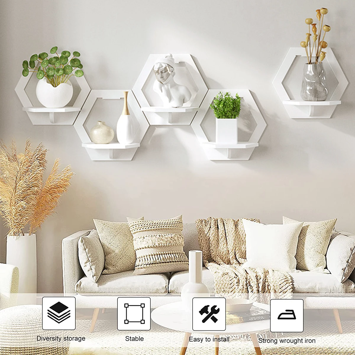 3Pcs Hexagon Wall Shelf Punch  – Flower Wall Panel Bewertung und Preis