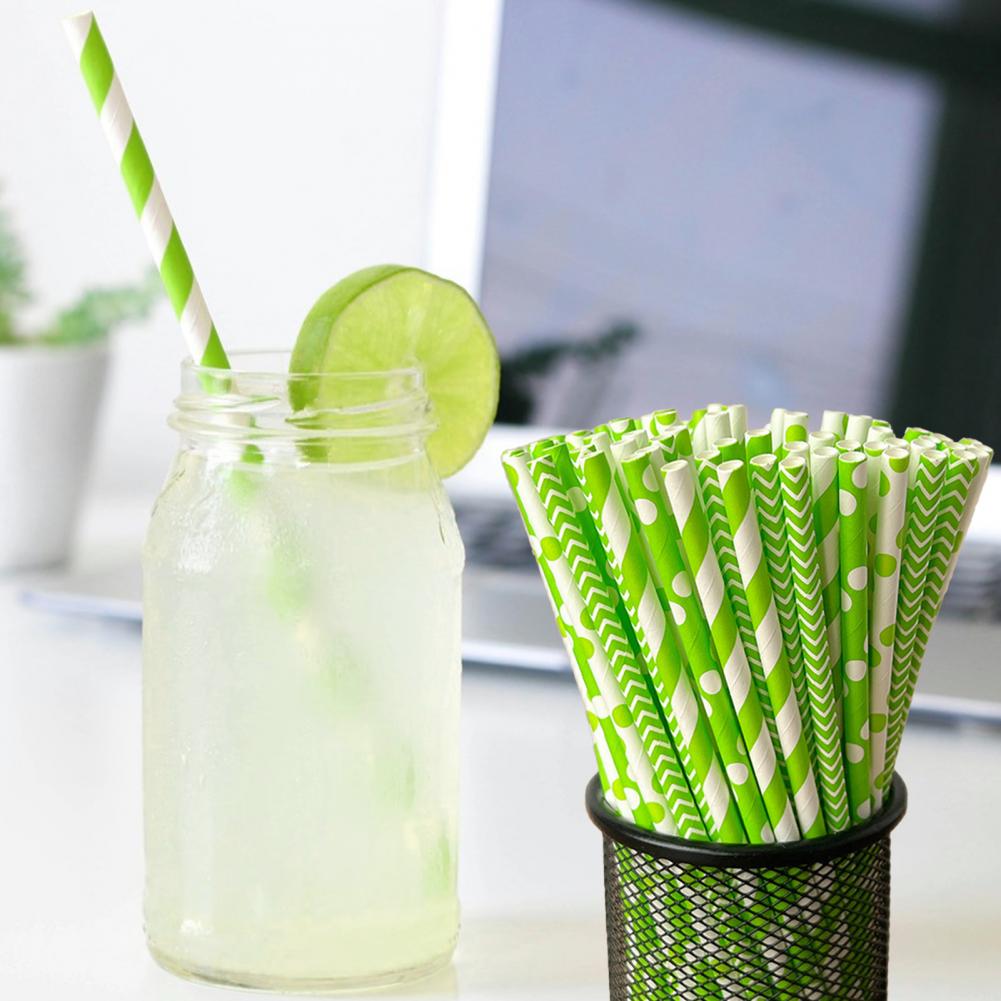 100Pcs Colorful Striped Print  – Paper Straw Color Bewertung und Preis