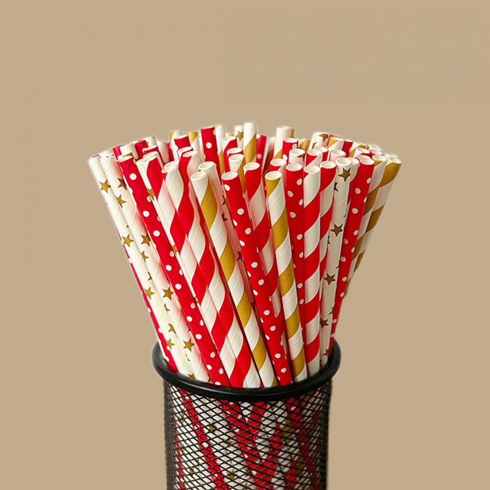 100Pcs Colorful Striped Print  – Paper Straw Color Bewertung und Preis