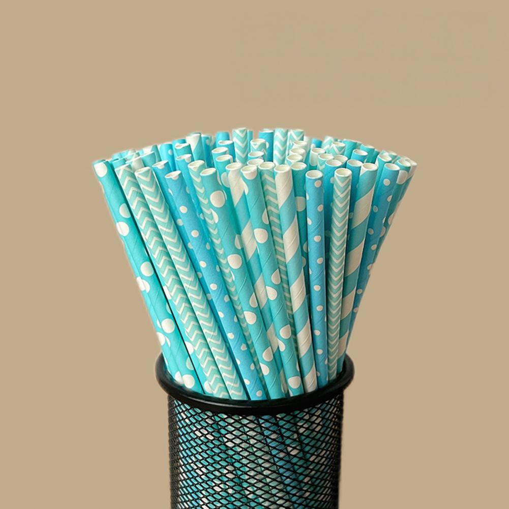 100Pcs Colorful Striped Print  – Paper Straw Color Bewertung und Preis