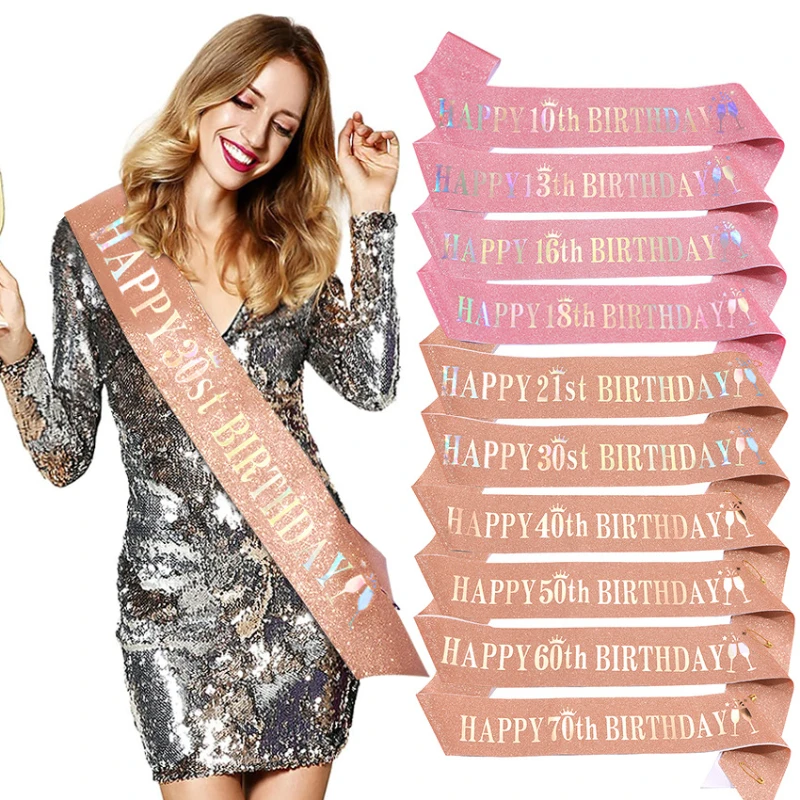 Happy 10th 13th 16th 21st 30th – Birthday Sash Glitter Bewertung und Preis