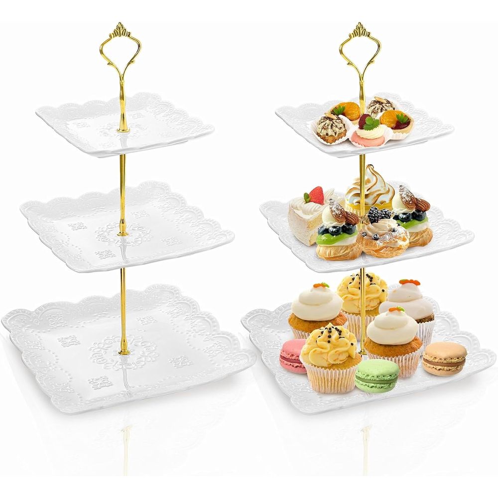 2 Pack 3-Tier White Ceramic Em – Cupcake Stand Tier Bewertung und Preis