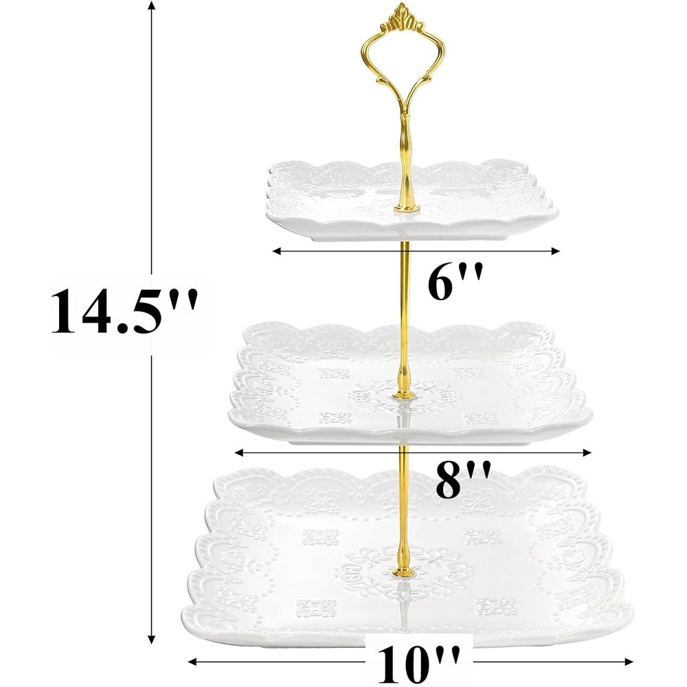 2 Pack 3-Tier White Ceramic Em – Cupcake Stand Tier Bewertung und Preis