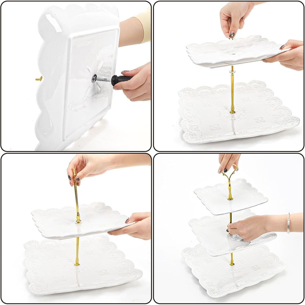 2 Pack 3-Tier White Ceramic Em – Cupcake Stand Tier Bewertung und Preis