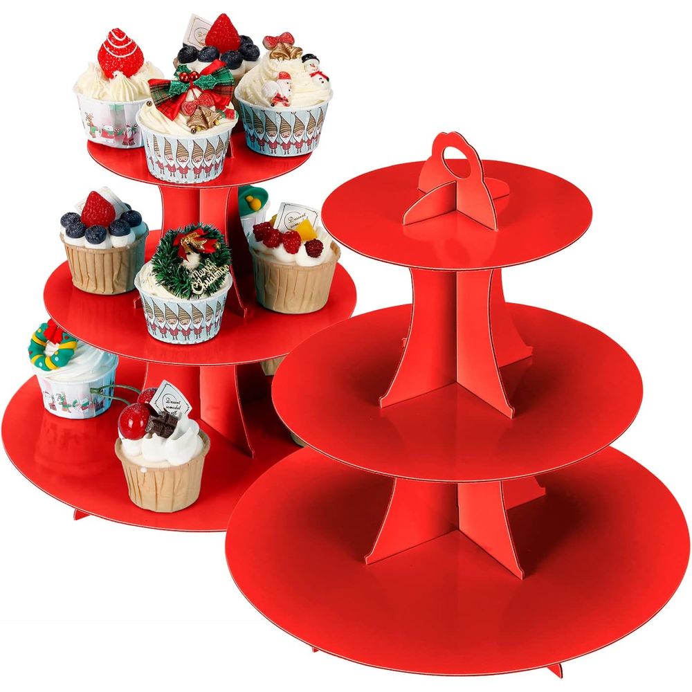 3-Tier Red Cupcake Stand, Disp – Cupcake Stand Tier Bewertung und Preis