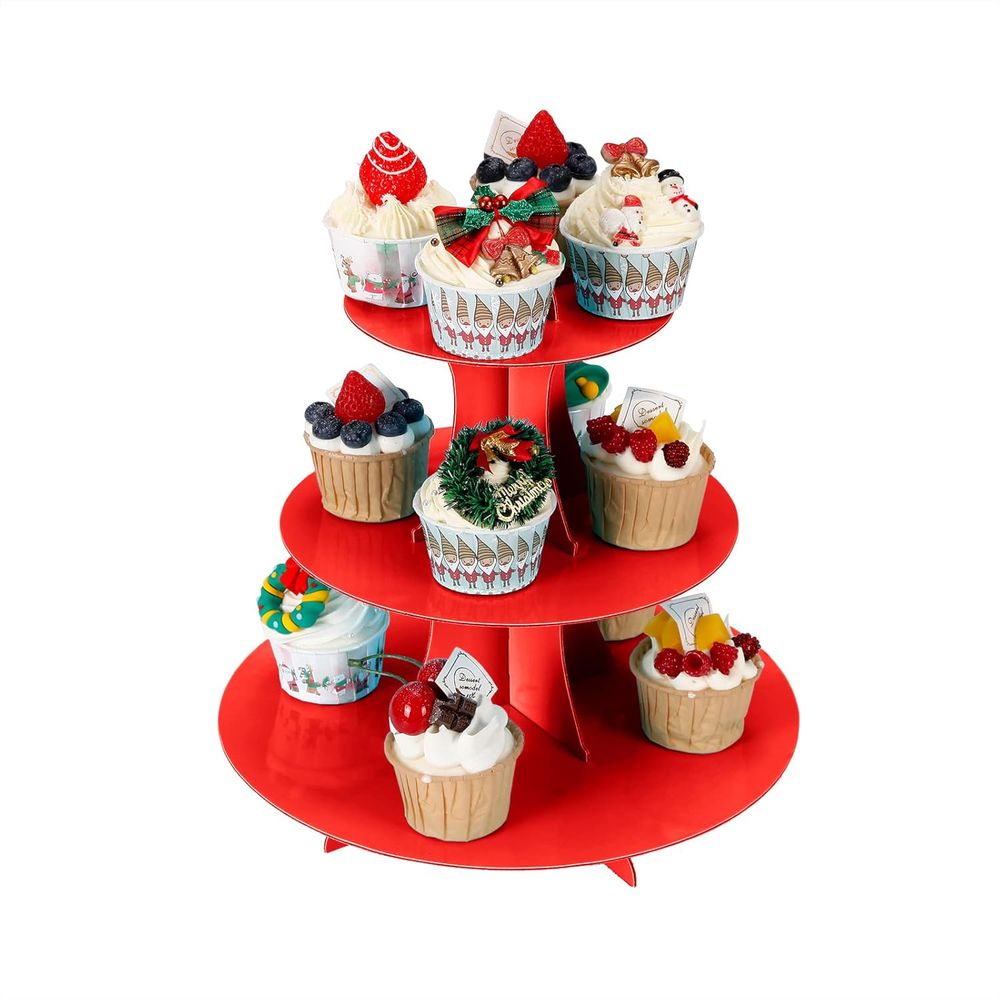 3-Tier Red Cupcake Stand, Disp – Cupcake Stand Tier Bewertung und Preis