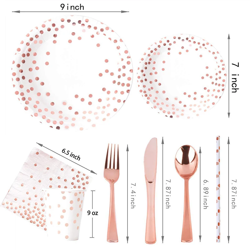 Rose Gold Party Tableware Kit  – Paper Straw Color Bewertung und Preis