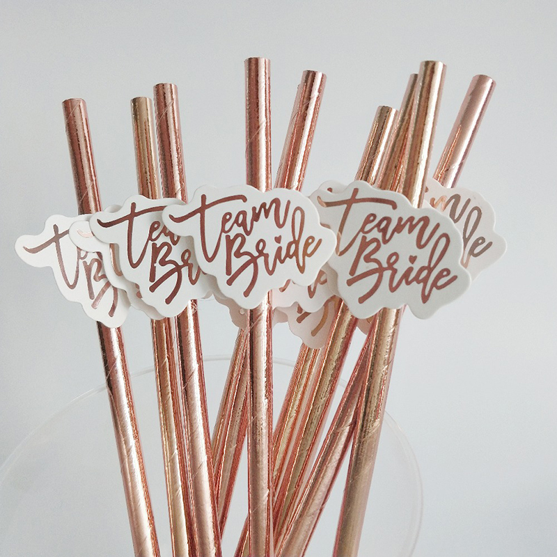 10pcs Team Bride Rose Gold Str – Paper Straw Color Bewertung und Preis