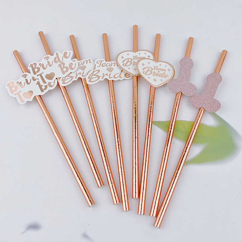10pcs Team Bride Rose Gold Str – Paper Straw Color Bewertung und Preis