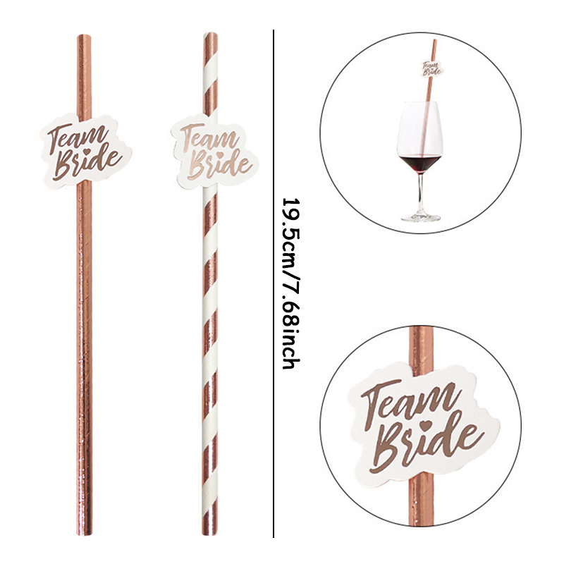 10pcs Team Bride Rose Gold Str – Paper Straw Color Bewertung und Preis