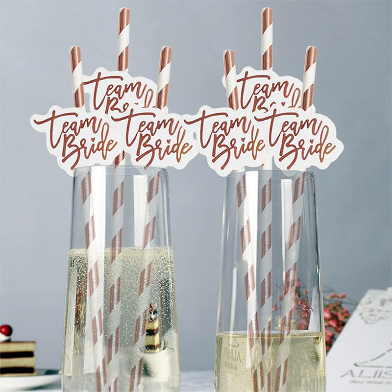10pcs Team Bride Rose Gold Str – Paper Straw Color Bewertung und Preis