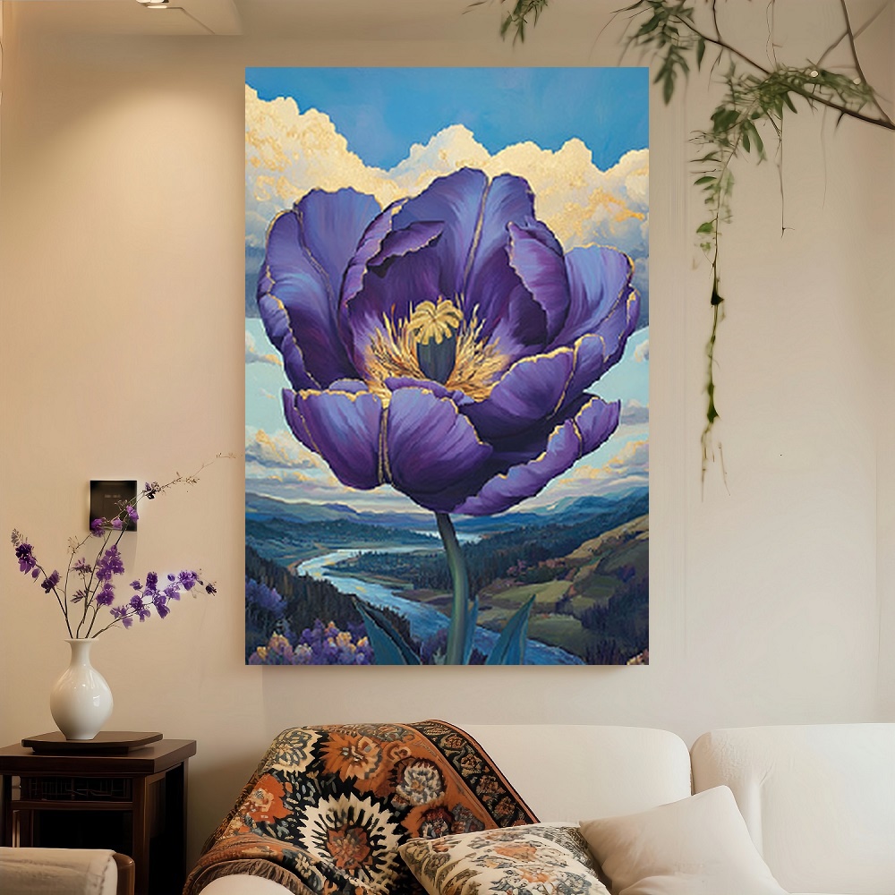 Framed Large Purple Peony Flow – Flower Wall Panel Bewertung und Preis