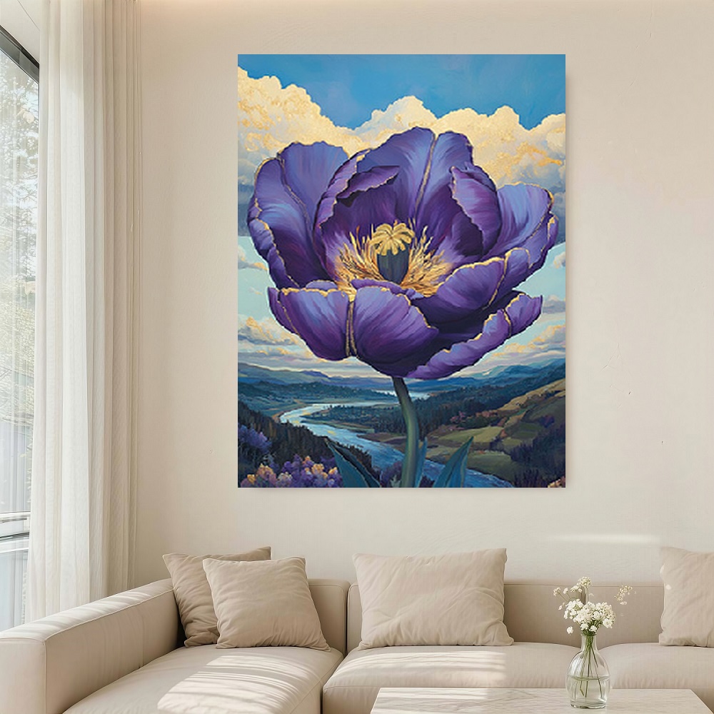 Framed Large Purple Peony Flow – Flower Wall Panel Bewertung und Preis
