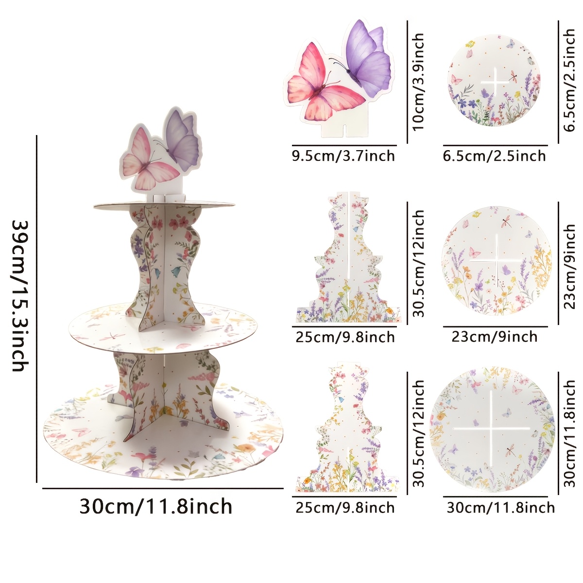 3-Tier Wildflower Butterfly Ca – Cupcake Stand Tier Bewertung und Preis