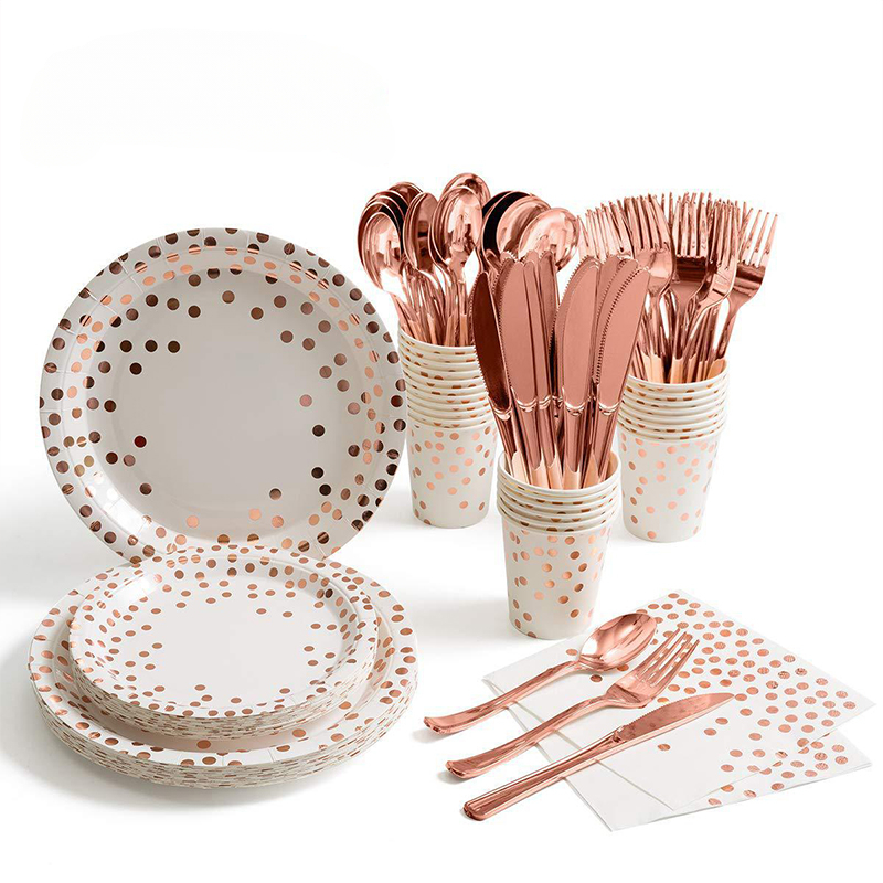 Rose Gold Party Tableware Kit  – Paper Straw Color Bewertung und Preis