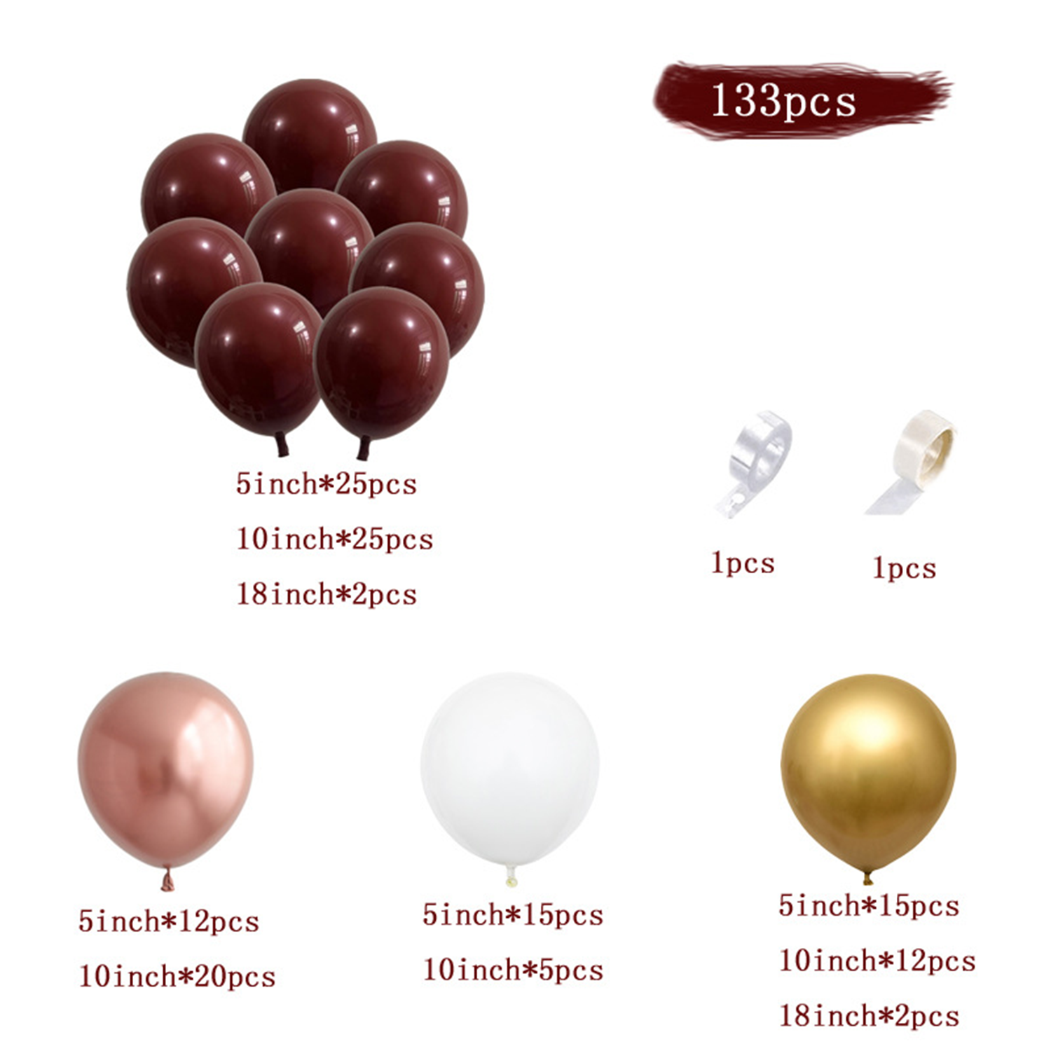 Garnet Balloon Set Garland Arc – Party Event Supplier Bewertung und Preis