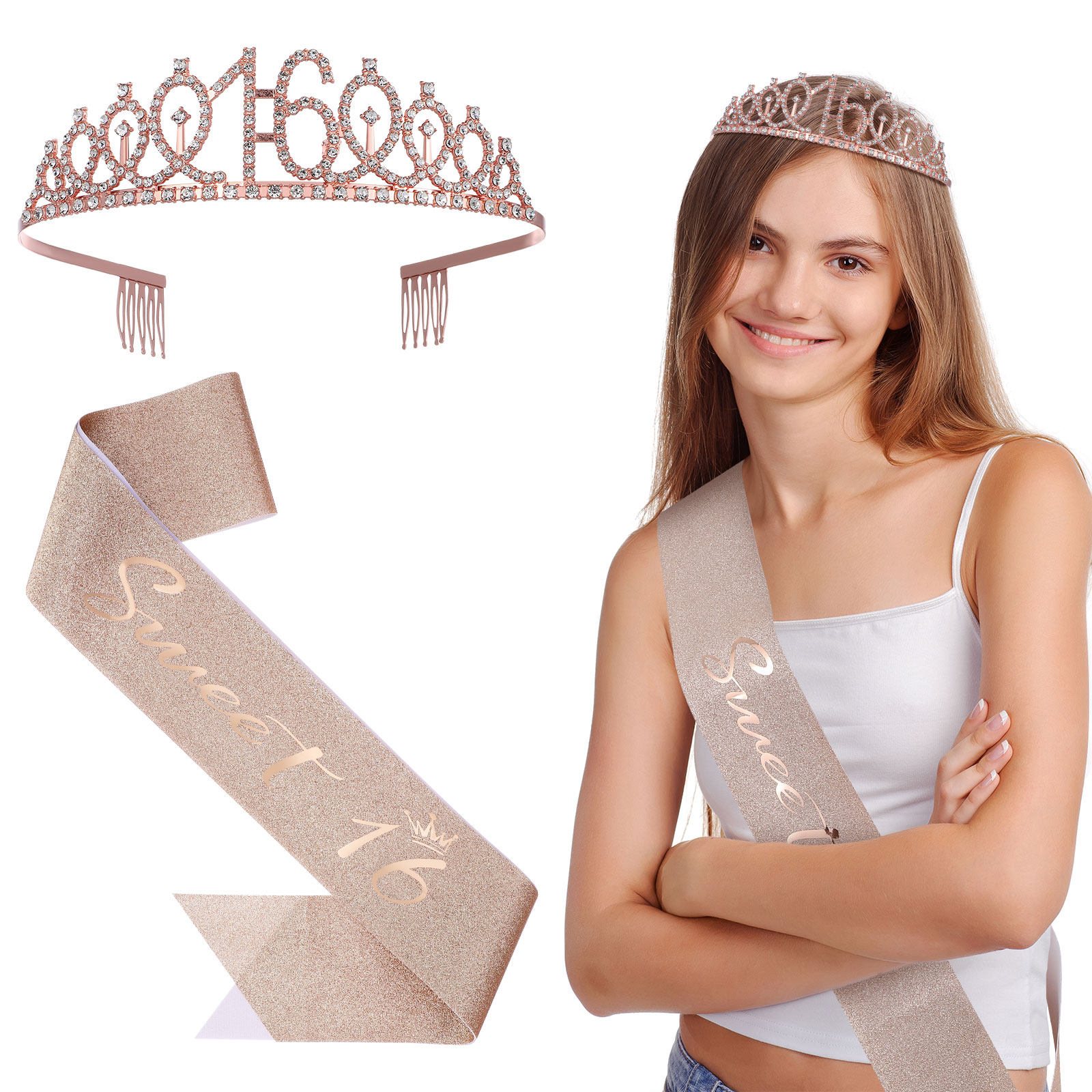1Set Glittering Birthday Tiara – Birthday Sash Glitter Bewertung und Preis