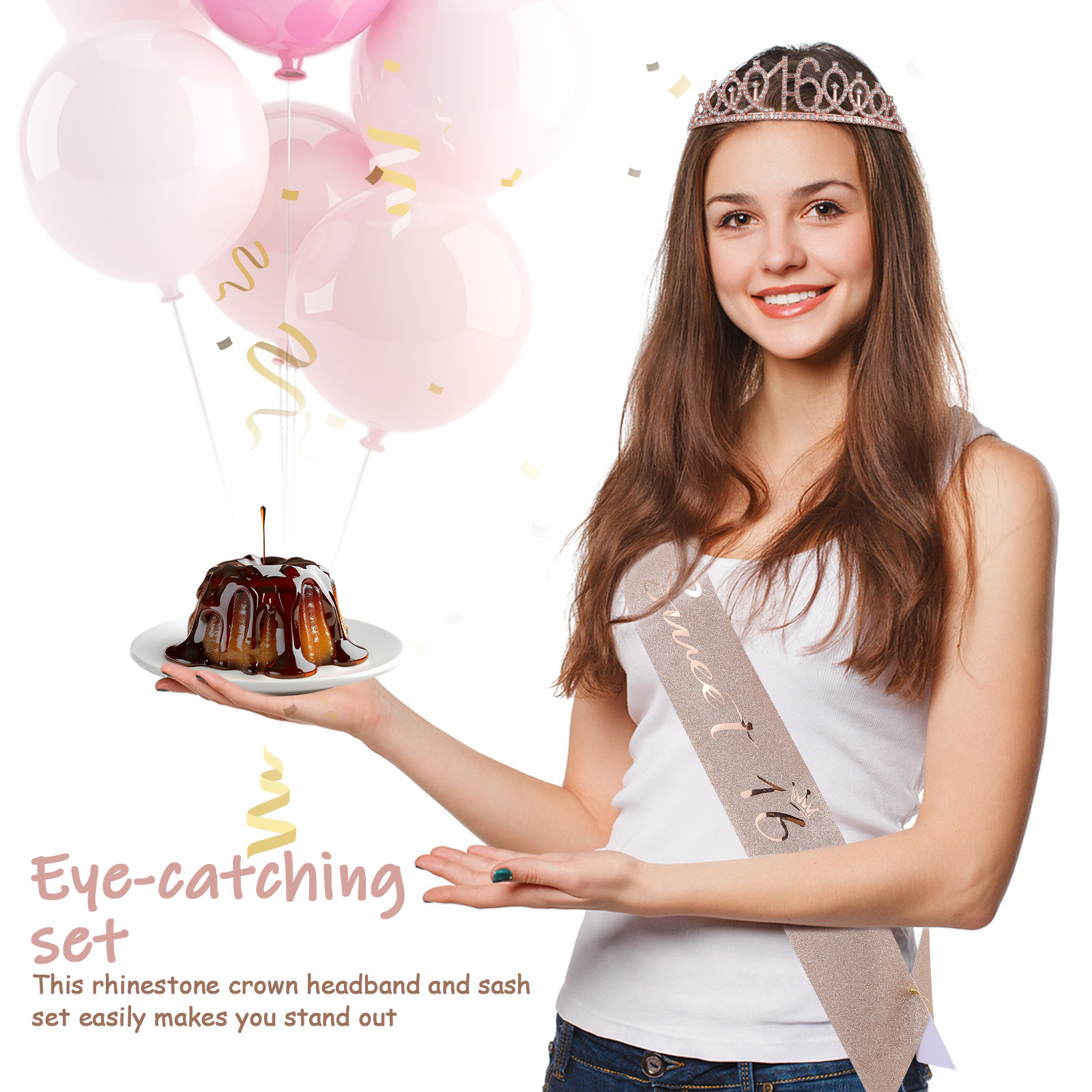 1Set Glittering Birthday Tiara – Birthday Sash Glitter Bewertung und Preis